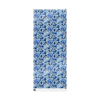 Azzure Floral Toile Wrapping Paper | Floral Design | Vintage Charm | Wedding Gift Wrap | Birthday Present | Seasonal Gift Wrap | Soft Blue