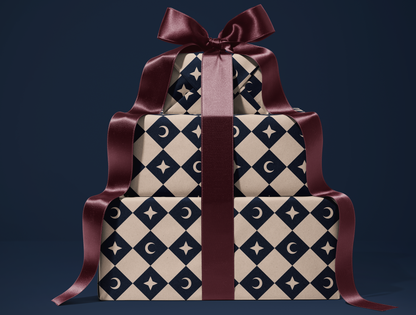 Diamond Moon - Star Wrapping Paper | Harlequin Celestial Pattern in Navy & Warm Cream
