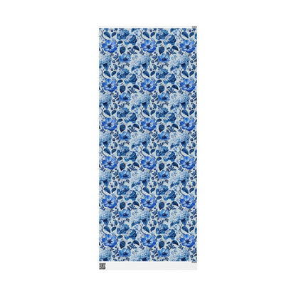 Azzure Floral Toile Wrapping Paper | Floral Design | Vintage Charm | Wedding Gift Wrap | Birthday Present | Seasonal Gift Wrap | Soft Blue