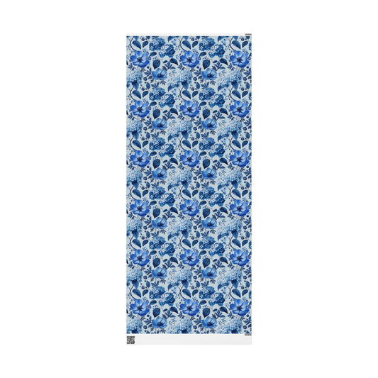 Azzure Floral Toile Wrapping Paper | Floral Design | Vintage Charm | Wedding Gift Wrap | Birthday Present | Seasonal Gift Wrap | Soft Blue