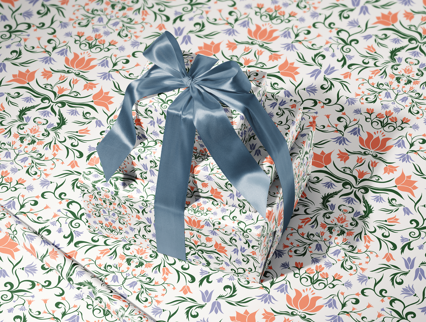 Papier Cadeau Floral « Botanical Bloom & Bell » | Lavande Douce