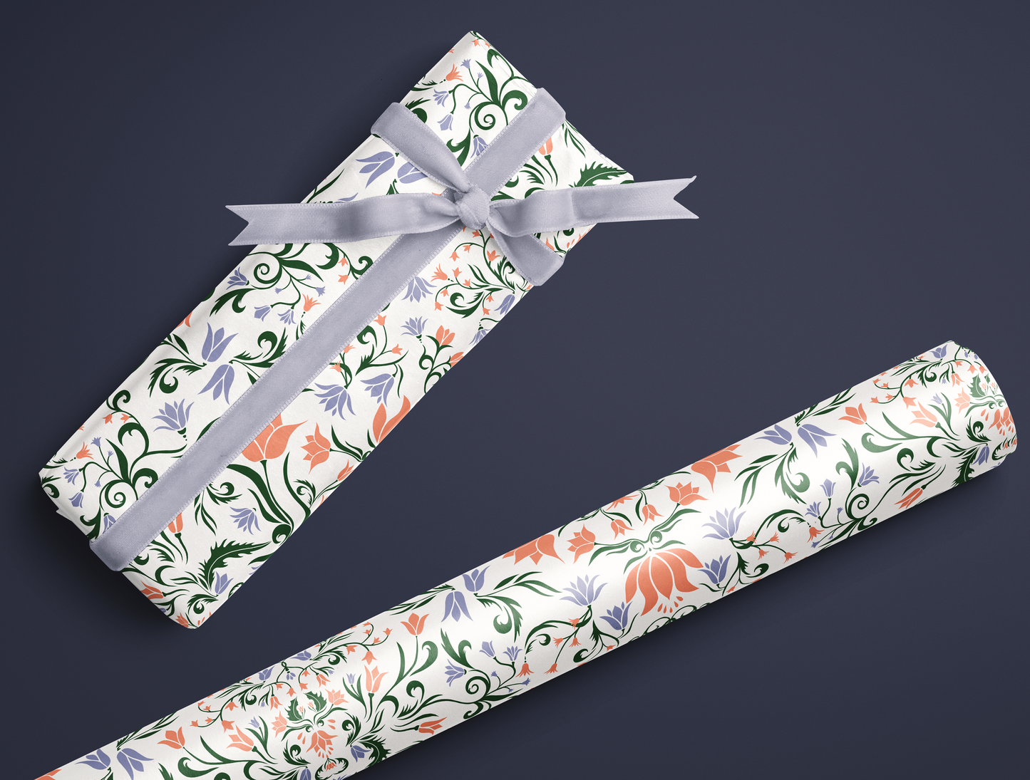 Papier Cadeau Floral « Botanical Bloom & Bell » | Lavande Douce