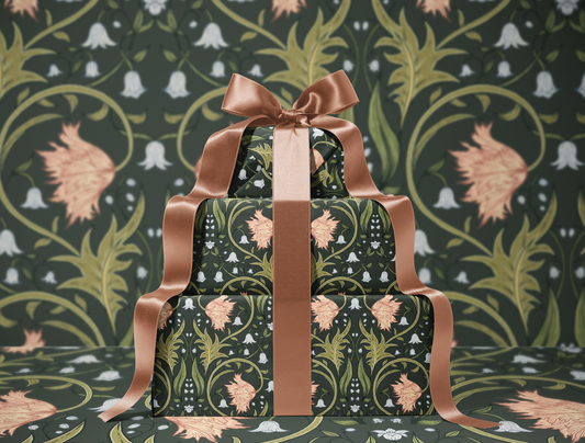 Valley Whispers Floral Wrapping Paper - Deep Olive
