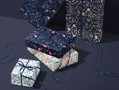 Papier Cadeau Floral « Botanical Bloom & Bell » | Lavande Douce
