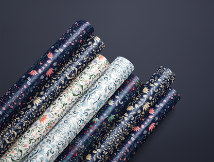 Botanical Bloom & Bell Floral Wrapping Paper | Soft Blue